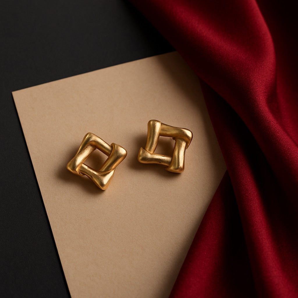 Sculpted Twist Matte Gold Studs