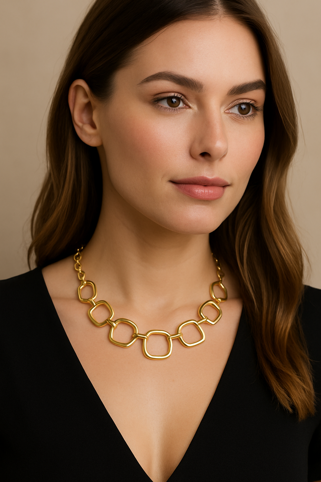 Bold Geometry Gold Statement Necklace