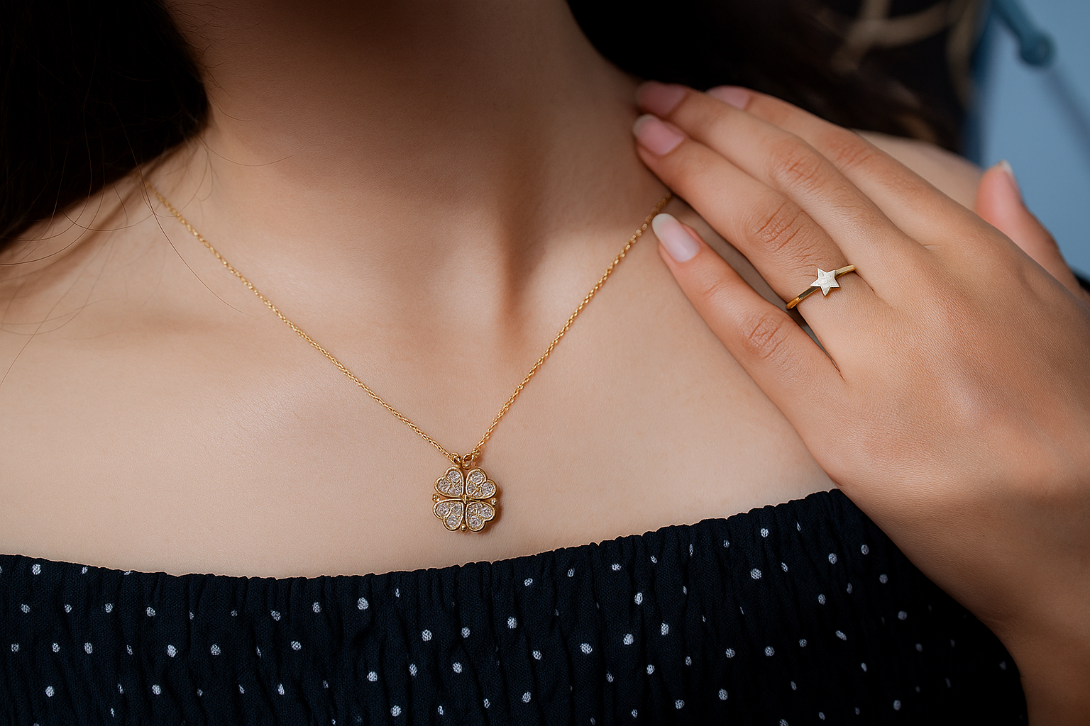 Lucky Bloom Clover Pendant Necklace