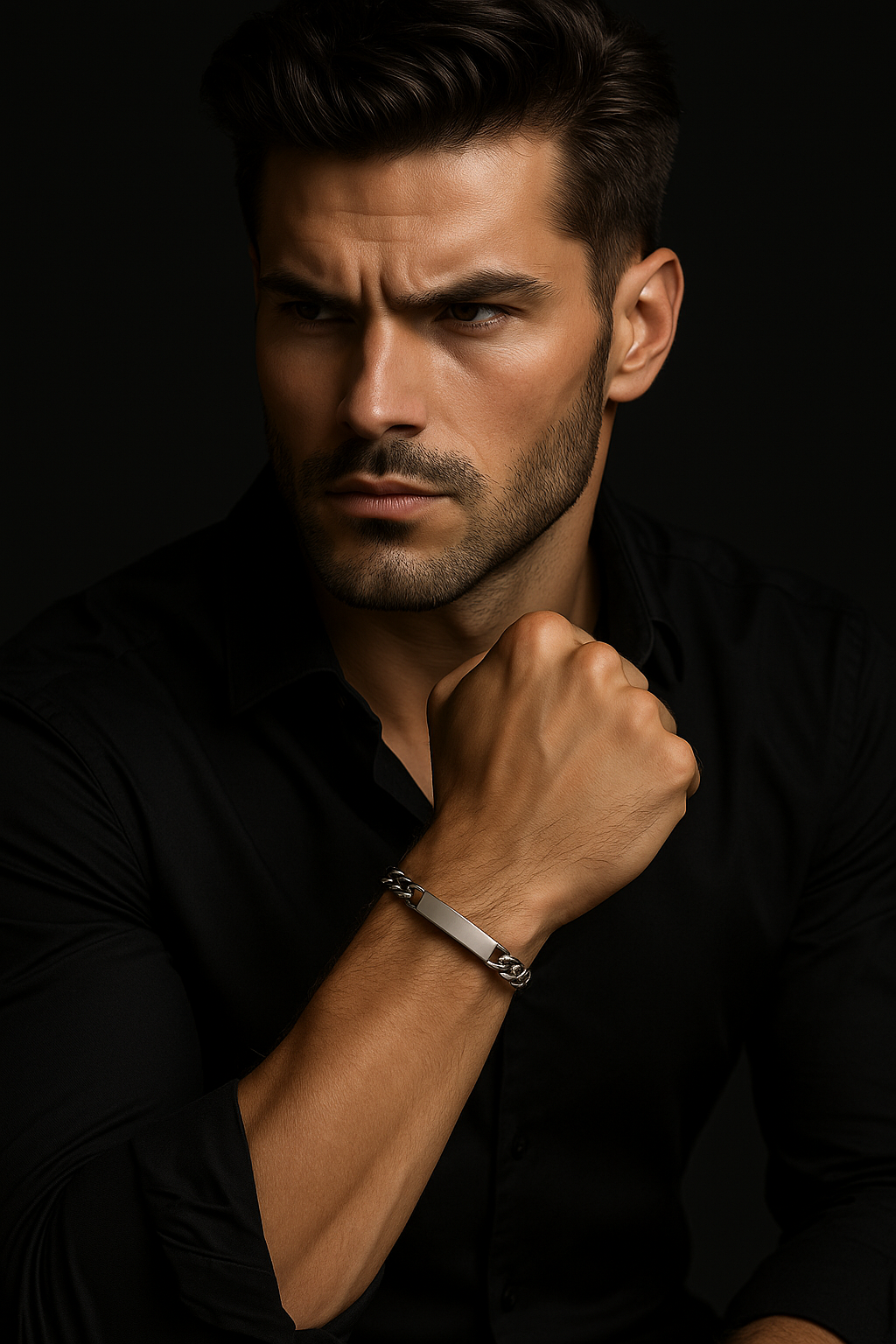 Silver Chain Bracelet with Engraving Bar