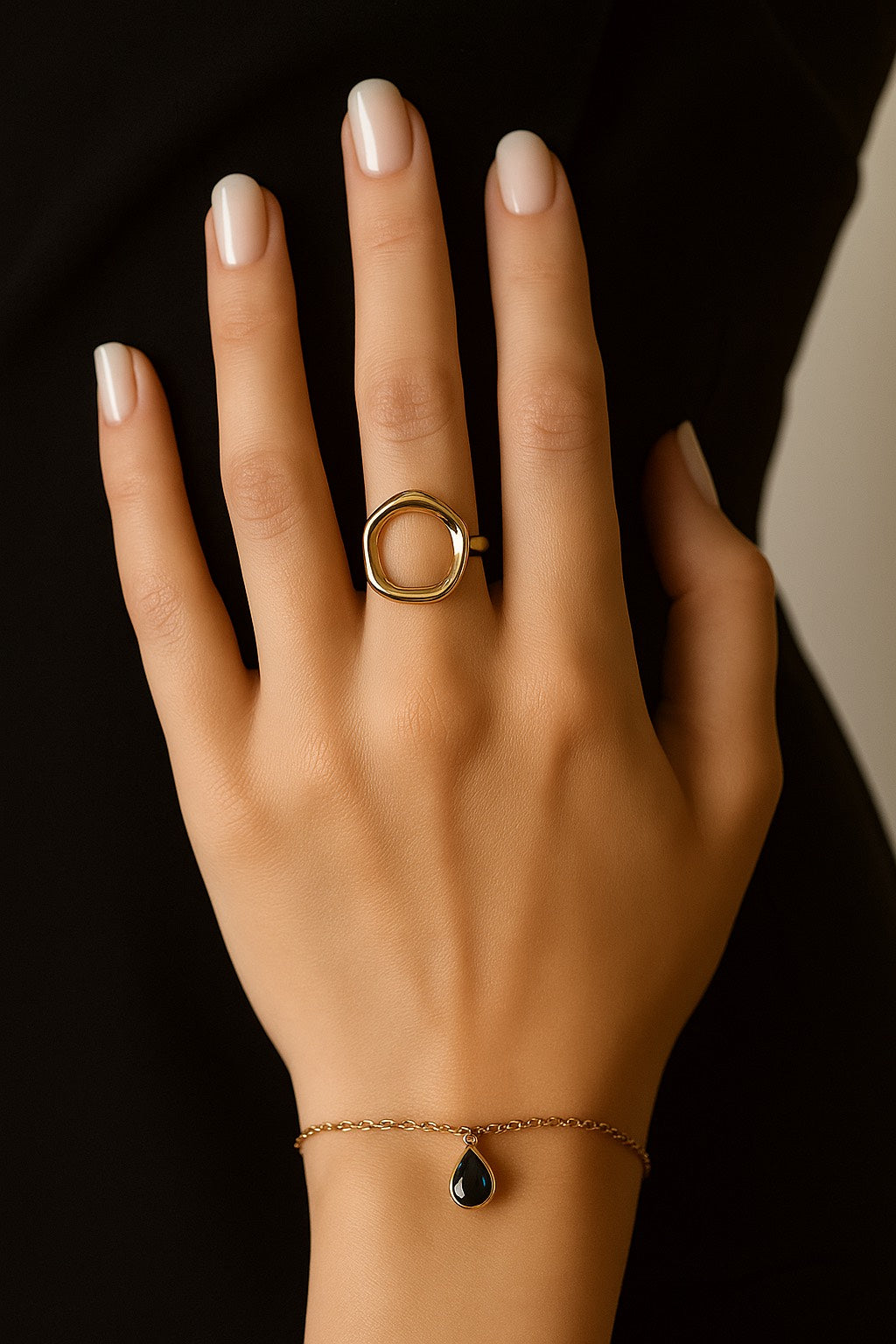Golden Wave Open Circle Ring