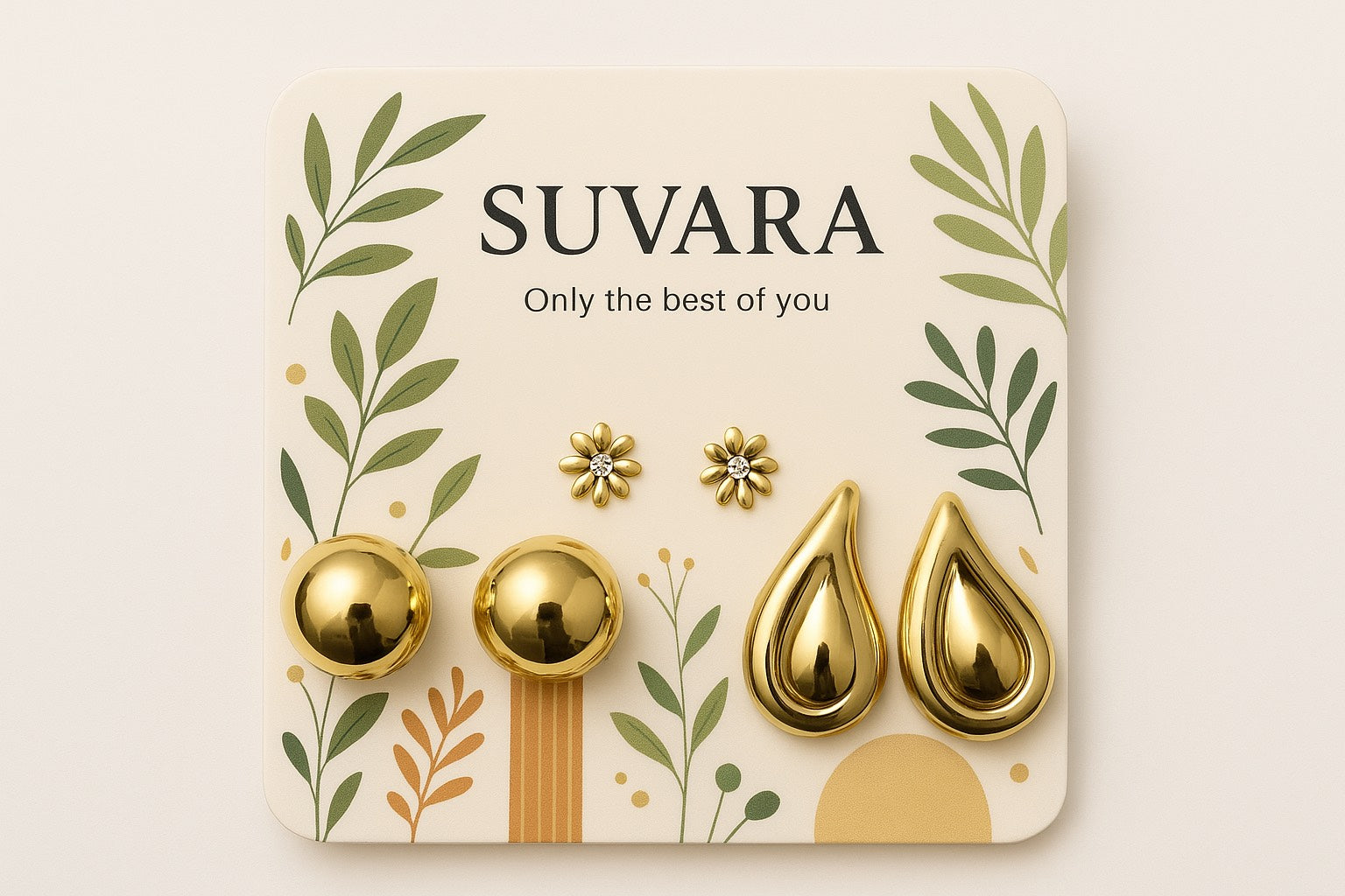 Suvara Golden Elegance Earring Set