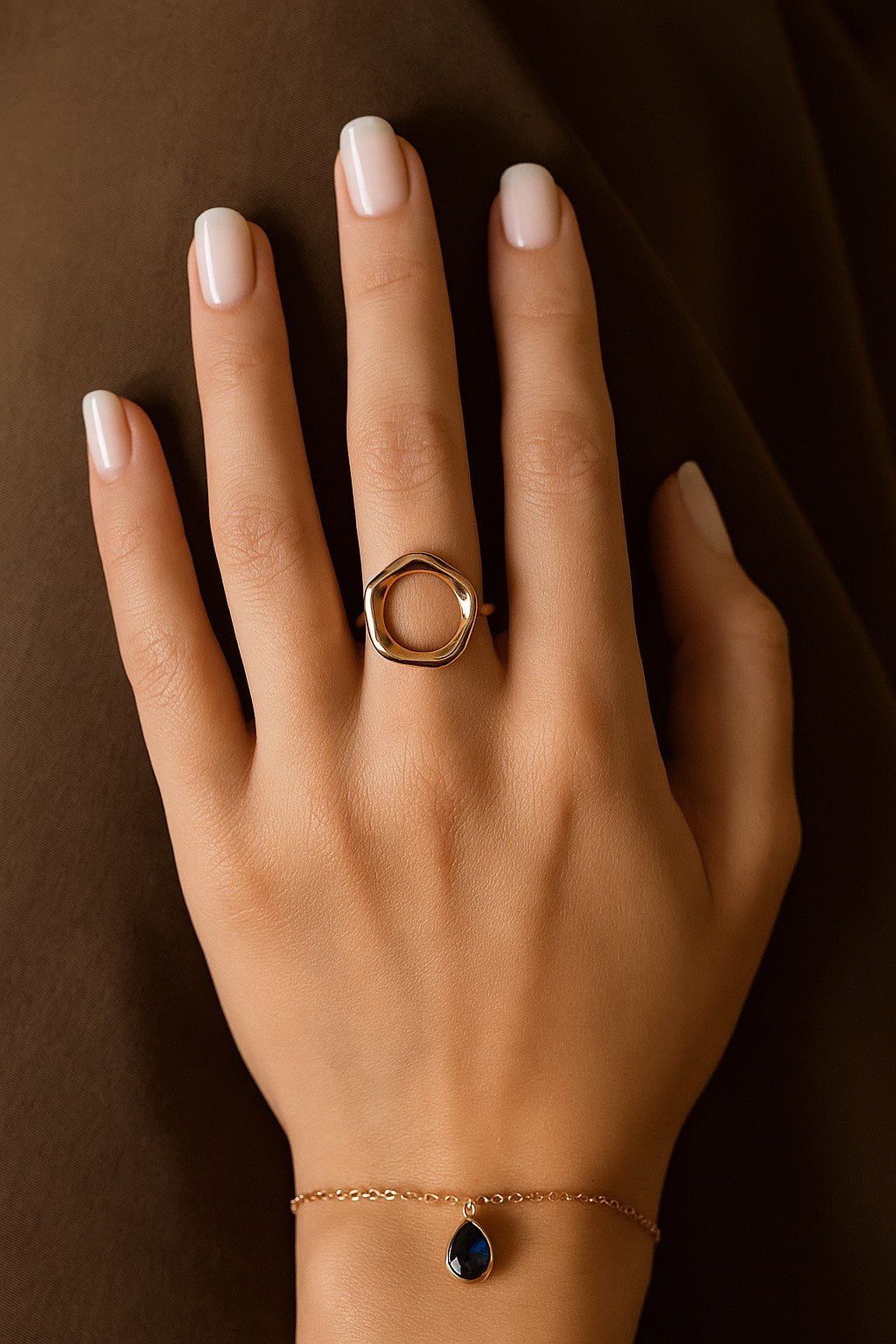Golden Wave Open Circle Ring