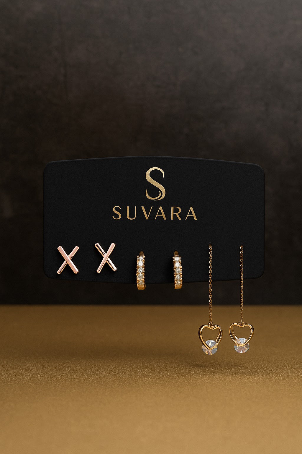 SUvara Elegant Trio Earring Set