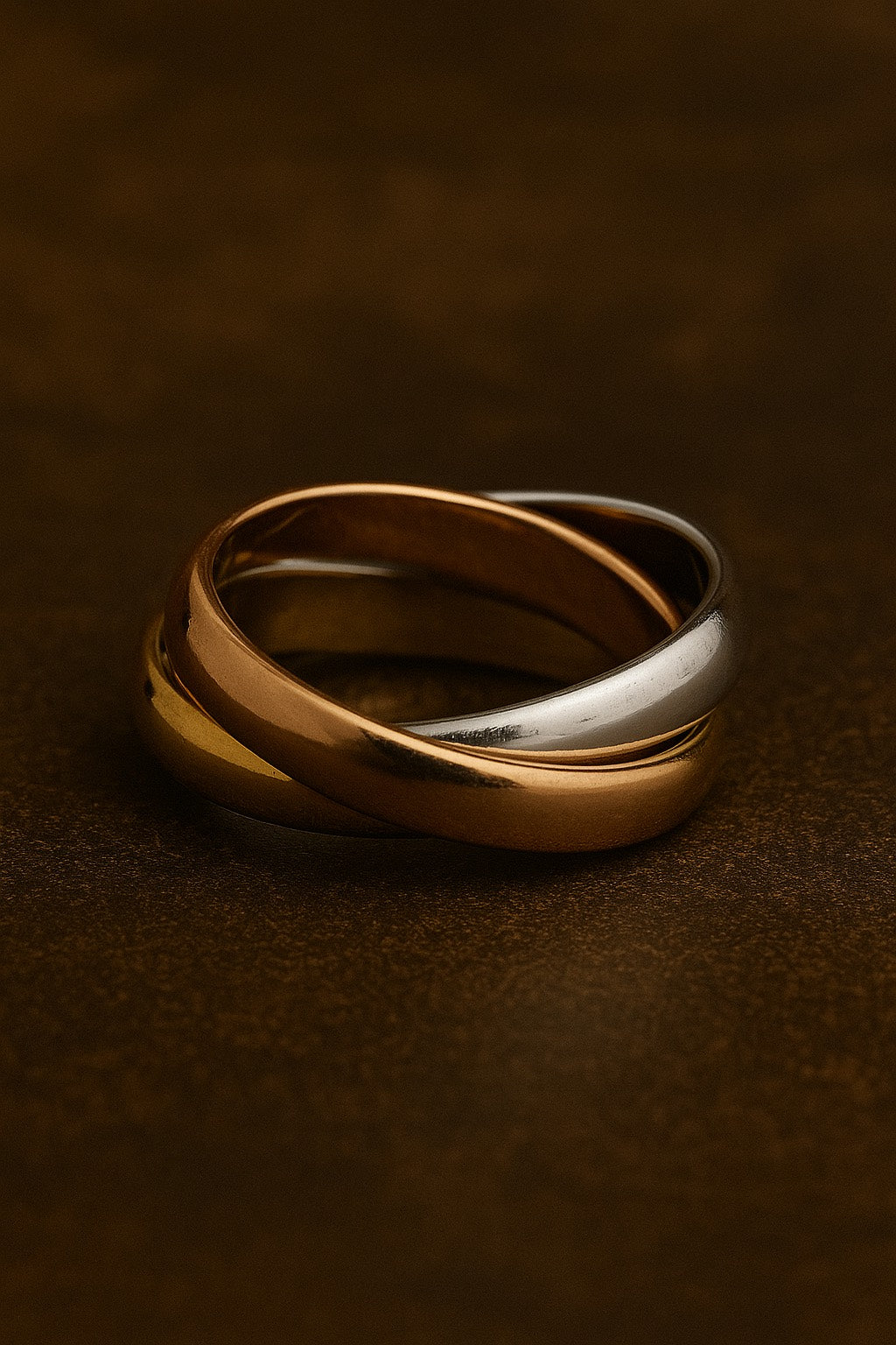 Trinity Twist – Three-Tone Band Ring