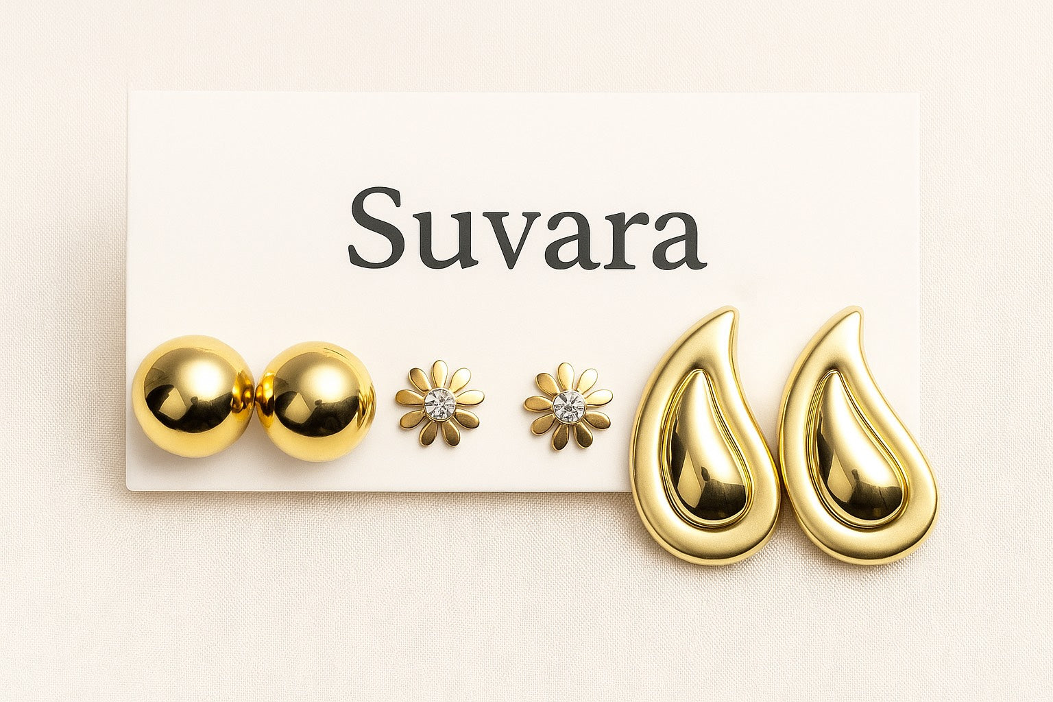 Suvara Golden Elegance Earring Set