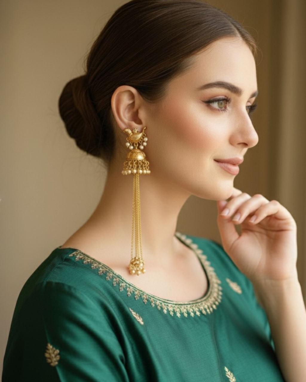 Aarohi Gold Kashmiri Earrings