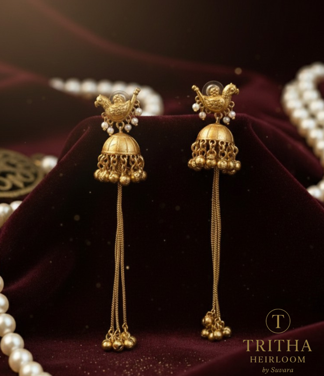 Aarohi Gold Kashmiri Earrings