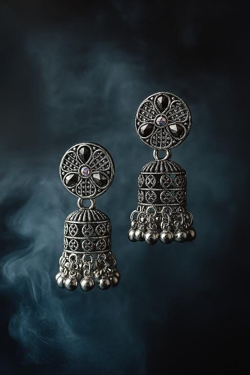 Noor Antique Oxidised Jhumkas