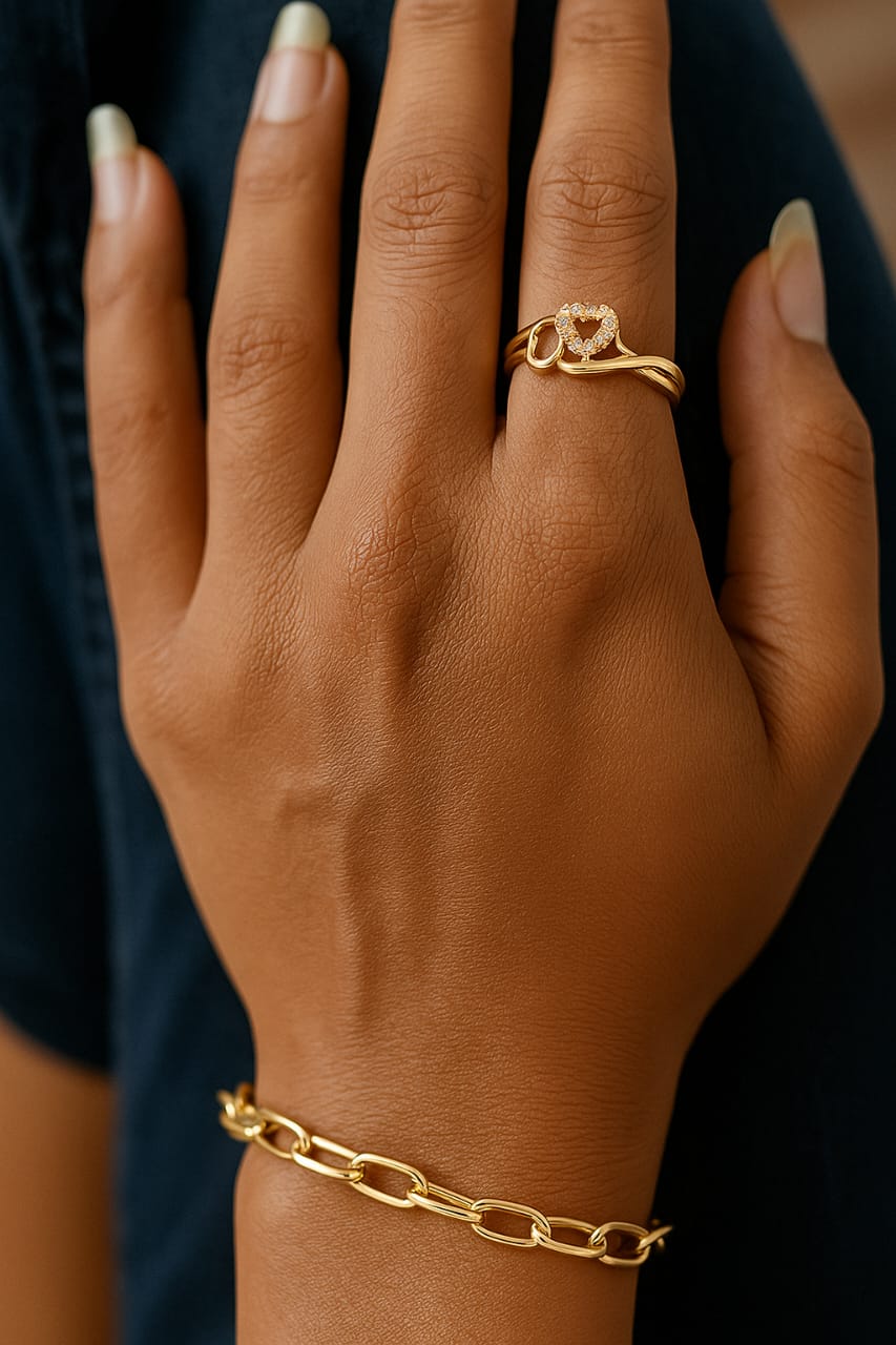 Golden Heart Harmony Ring