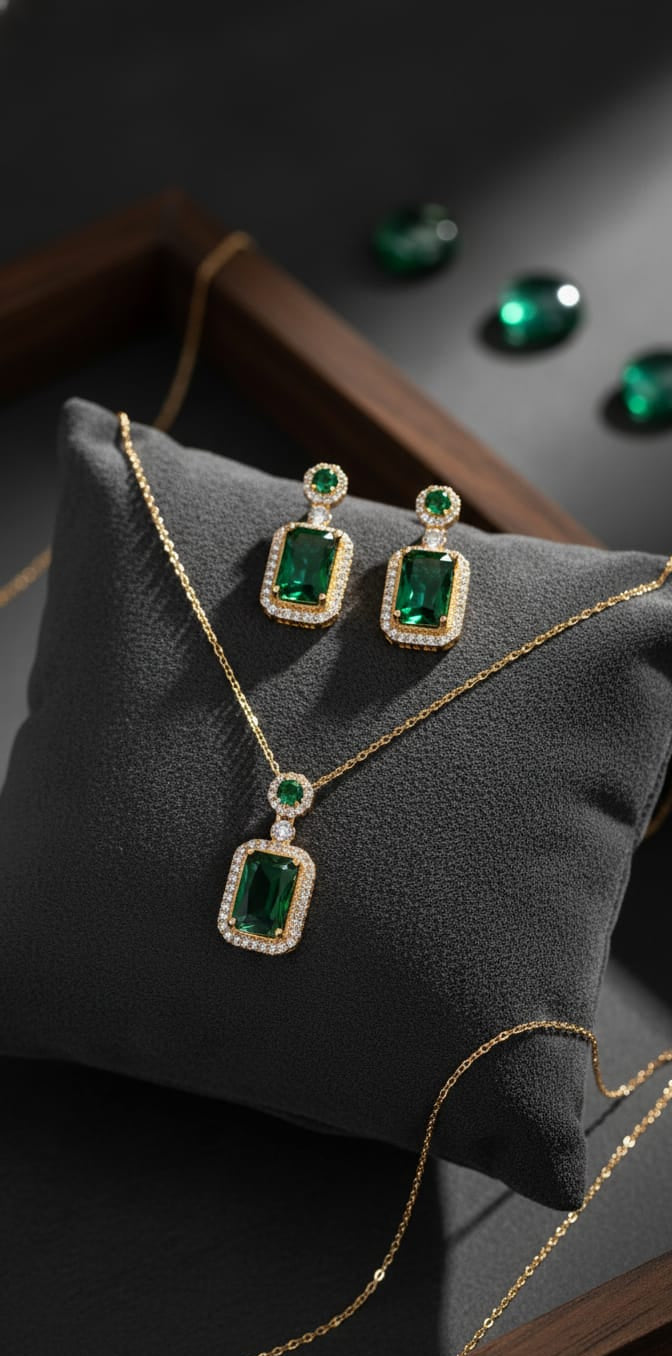 The Regal Emerald Cut Set (18K Gold Plated)