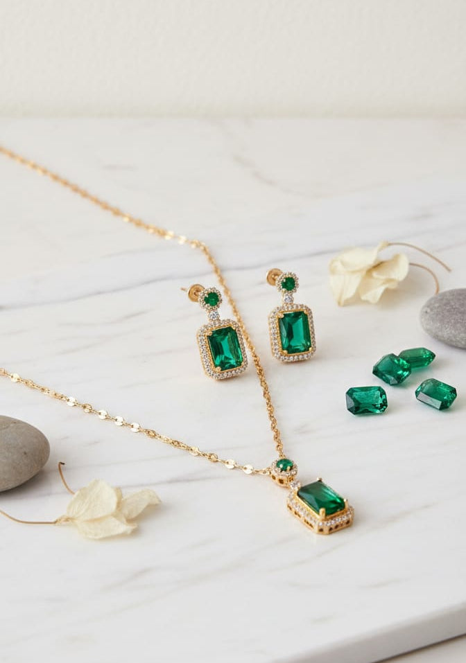 The Regal Emerald Cut Set (18K Gold Plated)