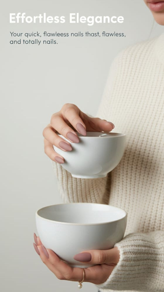 Soft Almond Matte Nail Set – Light Brown