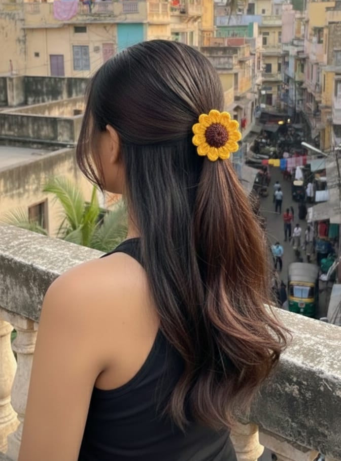 Sunflower Bloom Hair Tie