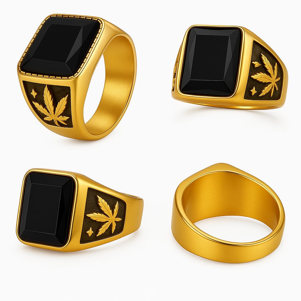 Aurum Black Onyx Star Ring