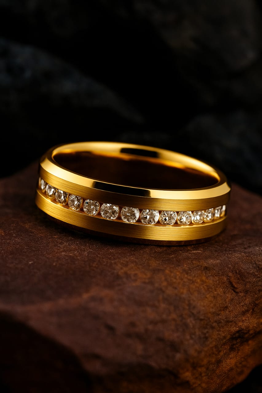 Diamond Cut Gold Plated Cubic Zirconia Ring