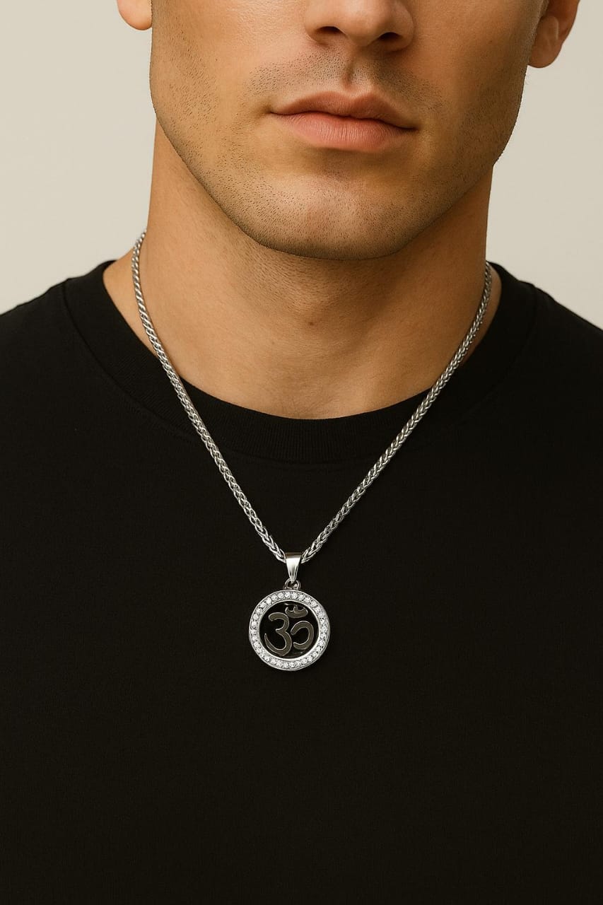 Divine Om Silver Pendant Necklace