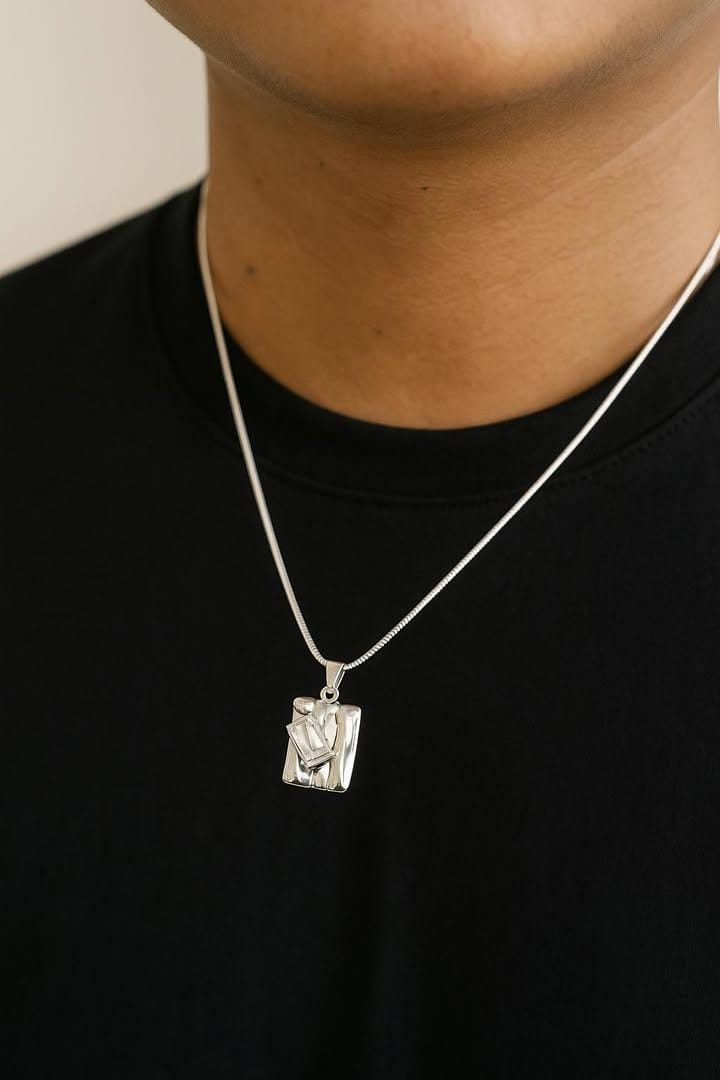 Silver Paper Pendant Necklace for Men