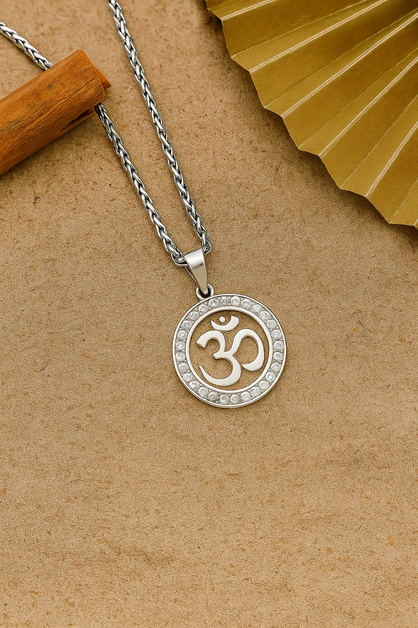 Divine Om Silver Pendant Necklace