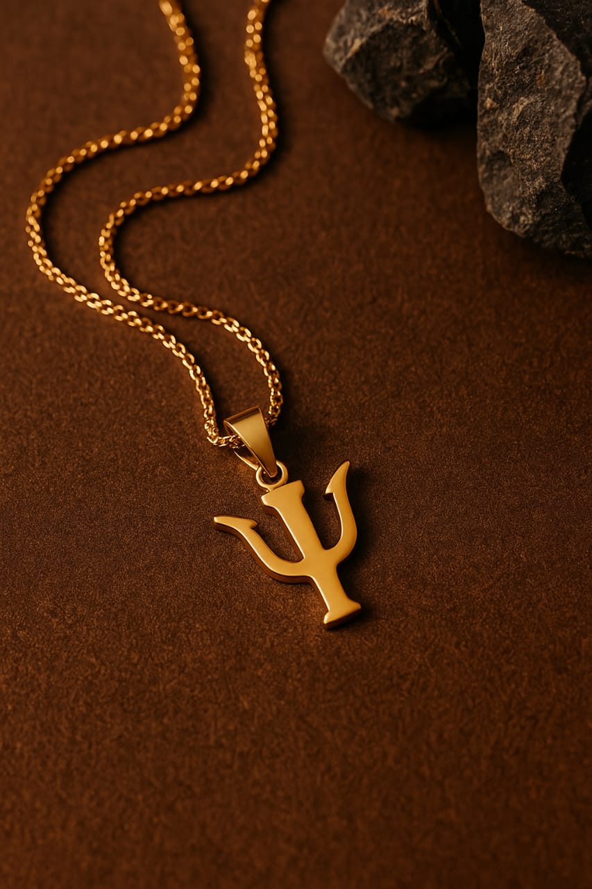 Golden Trishul Pendant Necklace