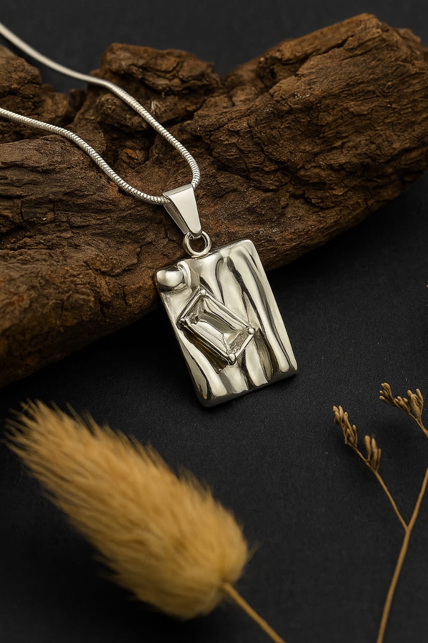 Silver Paper Pendant Necklace for Men