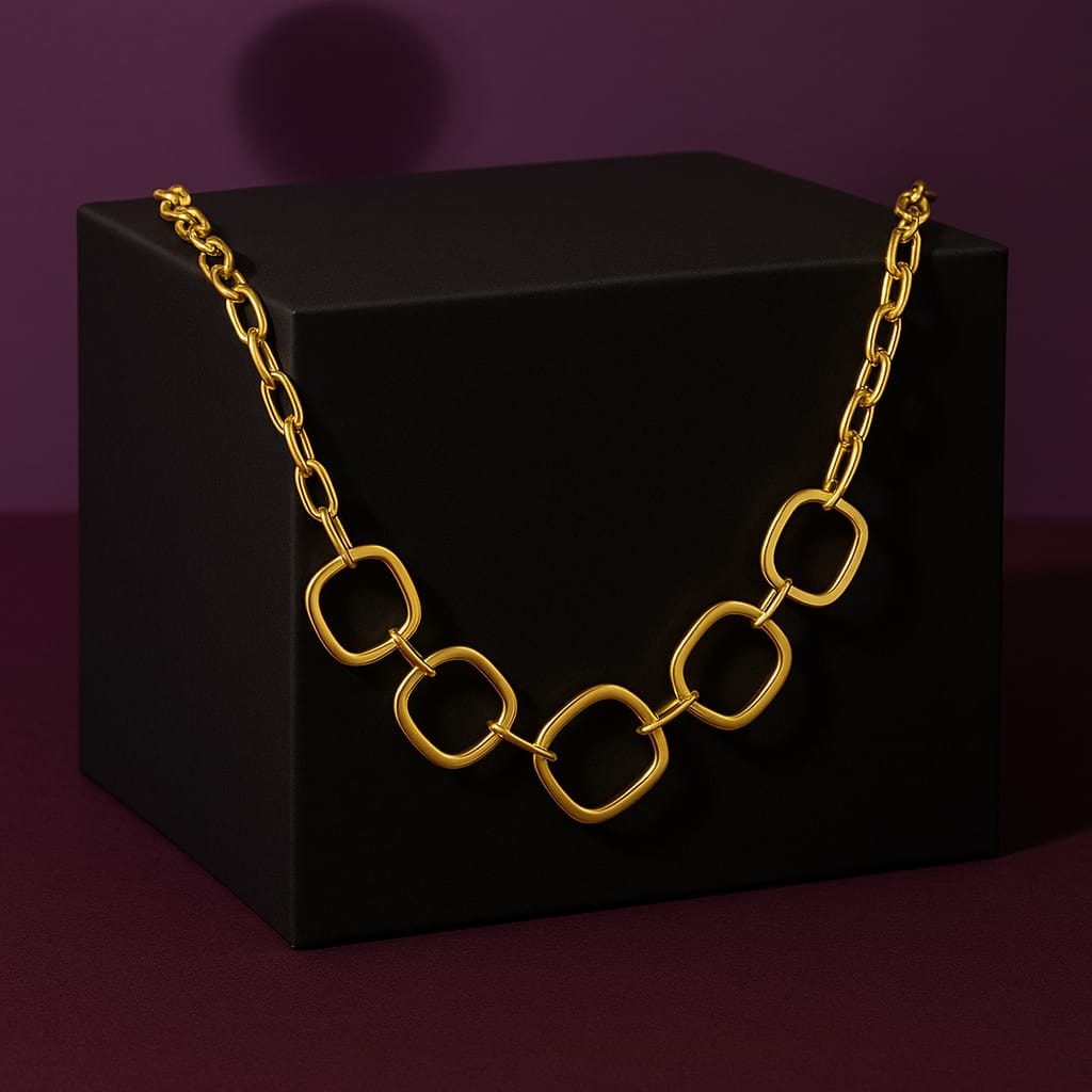 Bold Geometry Gold Statement Necklace