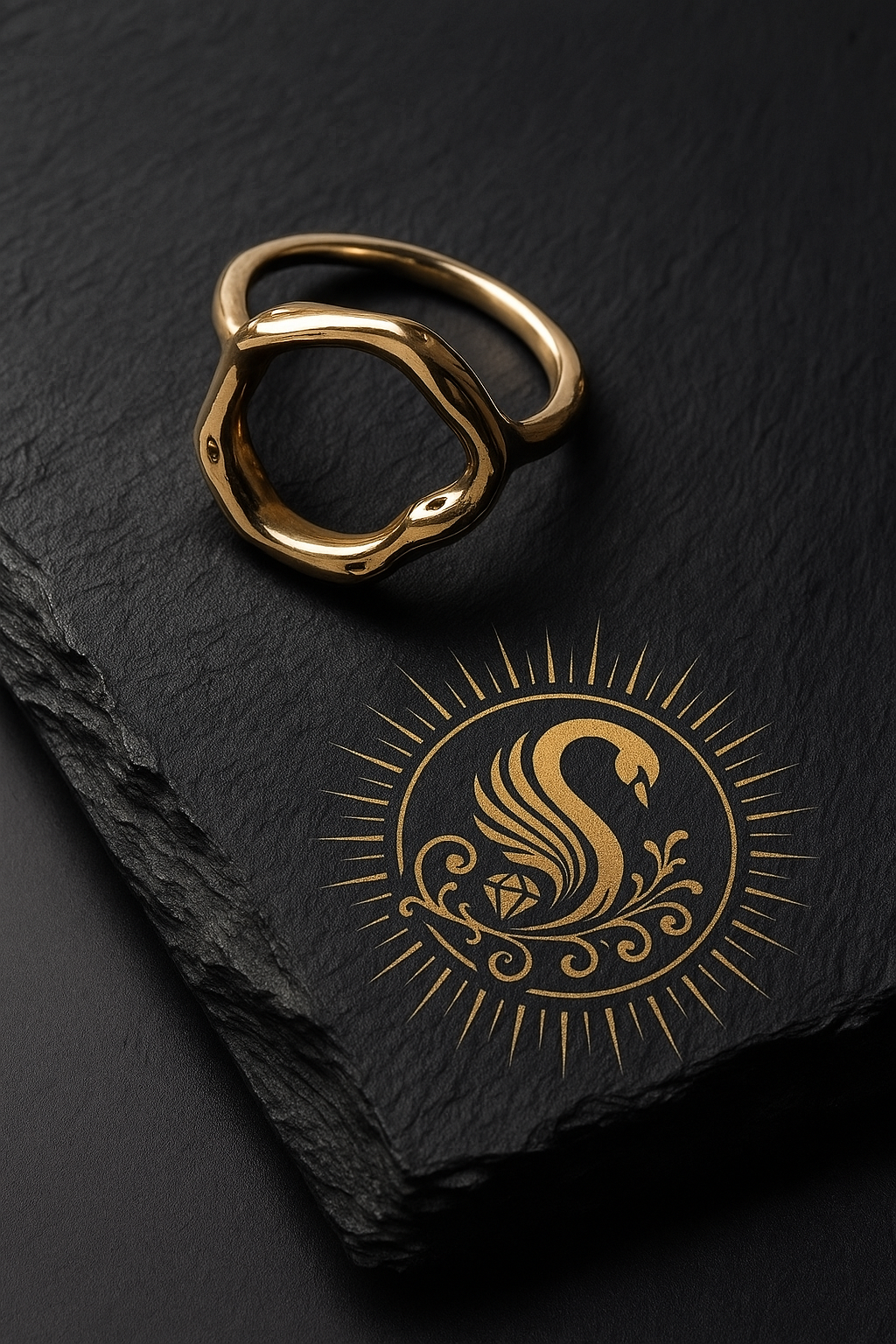 Golden Wave Open Circle Ring