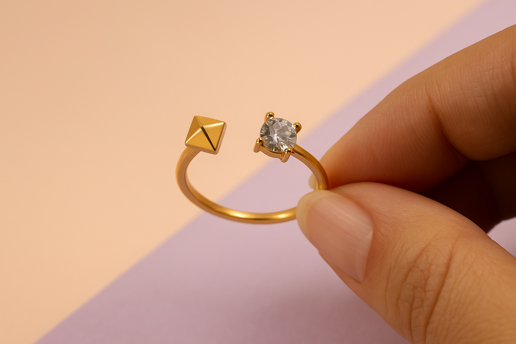 Stud & Sparkle Open Ring